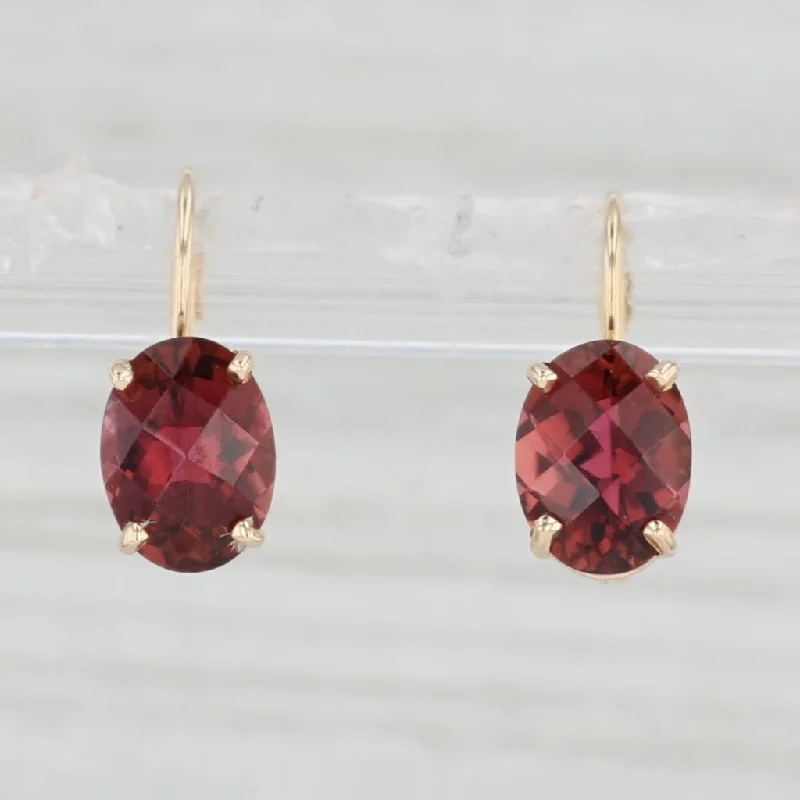 Unique Silver Earrings for Fashion-2.70ctw Oval Pink Tourmaline Earrings 14k Yellow Gold Leverbacks Drops