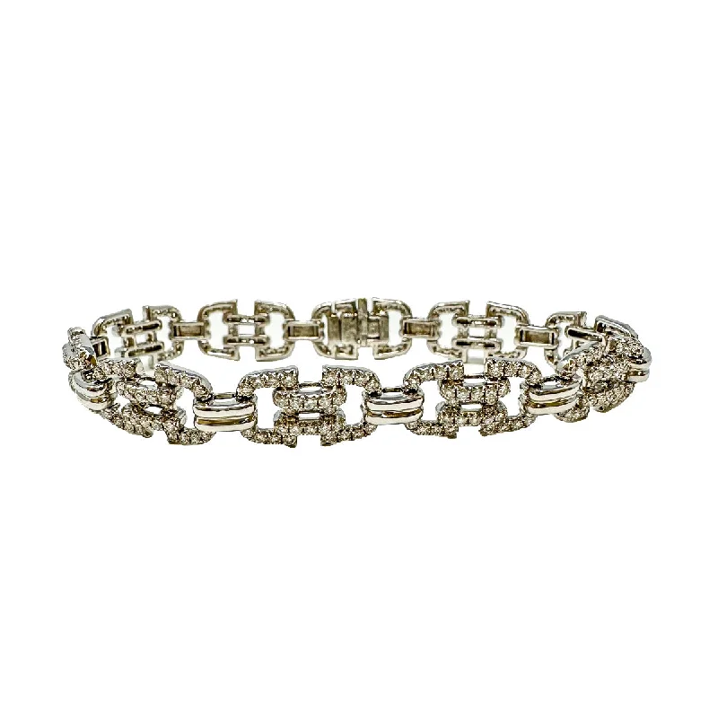 Trendy Gold Bracelet with Crystal Inlays-18K White Gold Bracelet with Diamonds