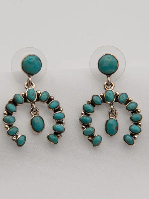 Personalized Engraved Earrings-Turquoise Naja Shape Post Earrings by Paige Wallace