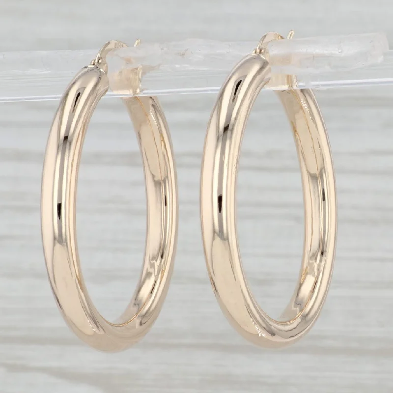 Colorful Acrylic Earrings for Festivals-Round Hoop Earrings 14k Yellow Gold Snap Top Pierced Hoops