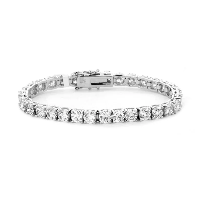 Trendy Leather Bracelet with Personalized Engraving-17.02 ctw Diamond Tennis Bracelet