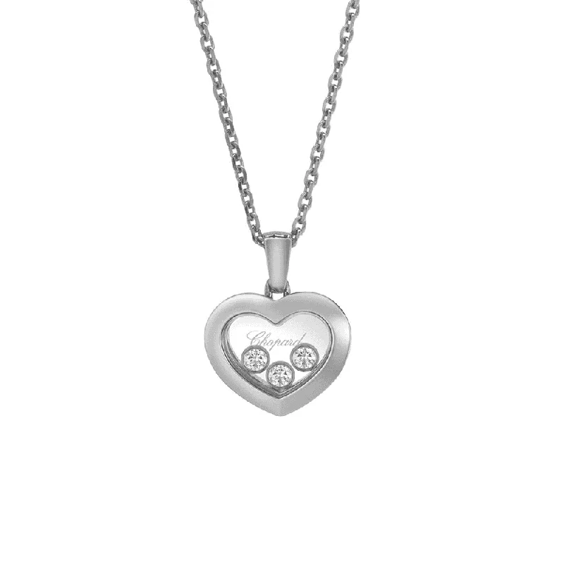 Boho Chic Necklace with Feathers and Gems-Happy Diamonds Icons 18ct White Gold Heart Pendant