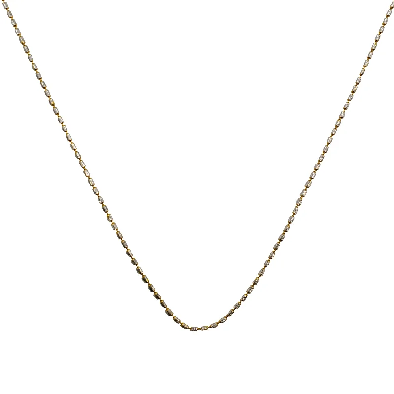 Modern Crystal Necklace for Fashionistas-Two-tone Rice Style Chain (14K)