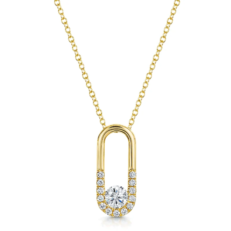 Fashionable Necklace with Charms for Teenagers-Verve Collection 18ct Yellow Gold GIA Certificated Diamond Loop Pendant