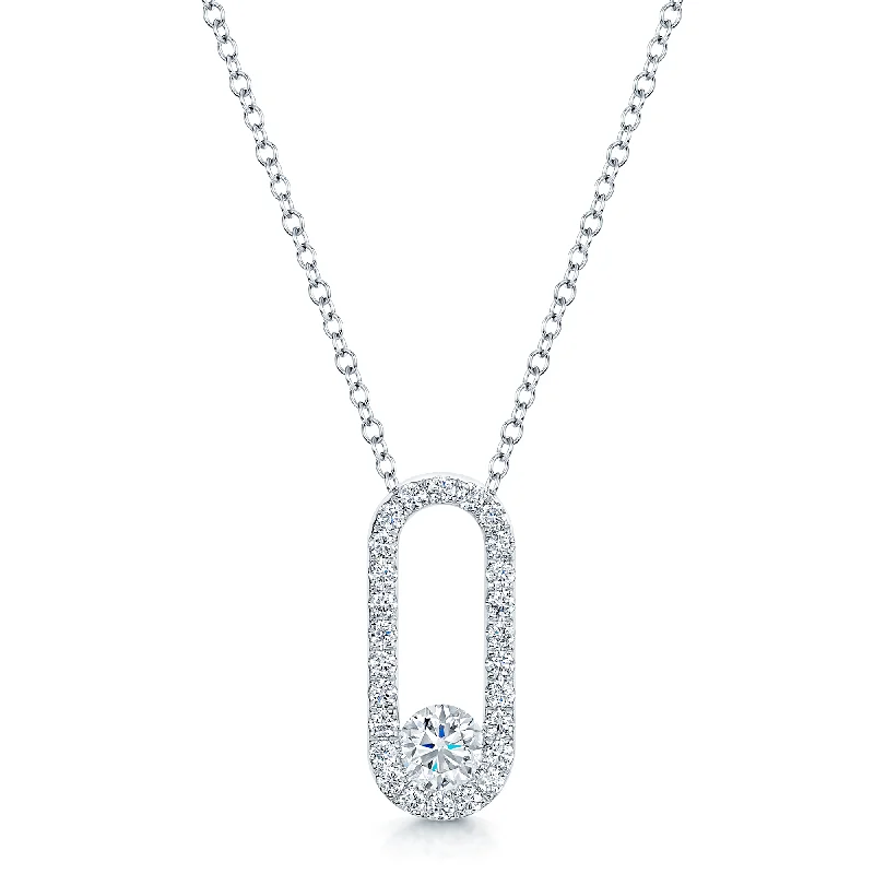 Sparkling Crystal Necklace for Formal Occasions-Verve Collection 18ct White Gold GIA Certificated Diamond Loop Full Pendant