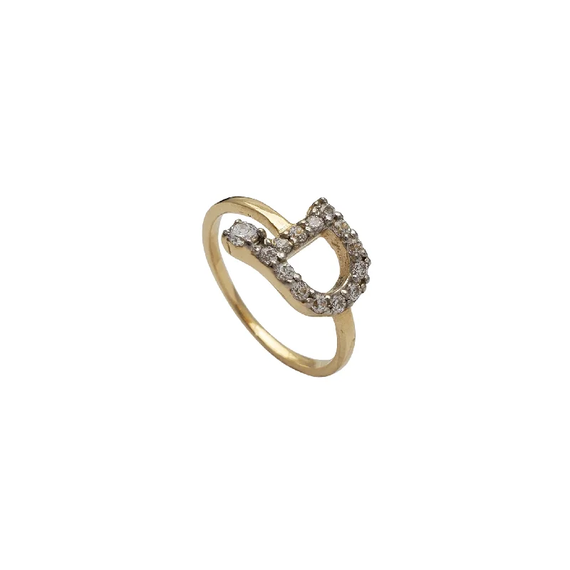 Personalized Heart-Shaped Ring for Loved Ones-Zirconia Initial Letter "D" Solitaire Ring (14K)