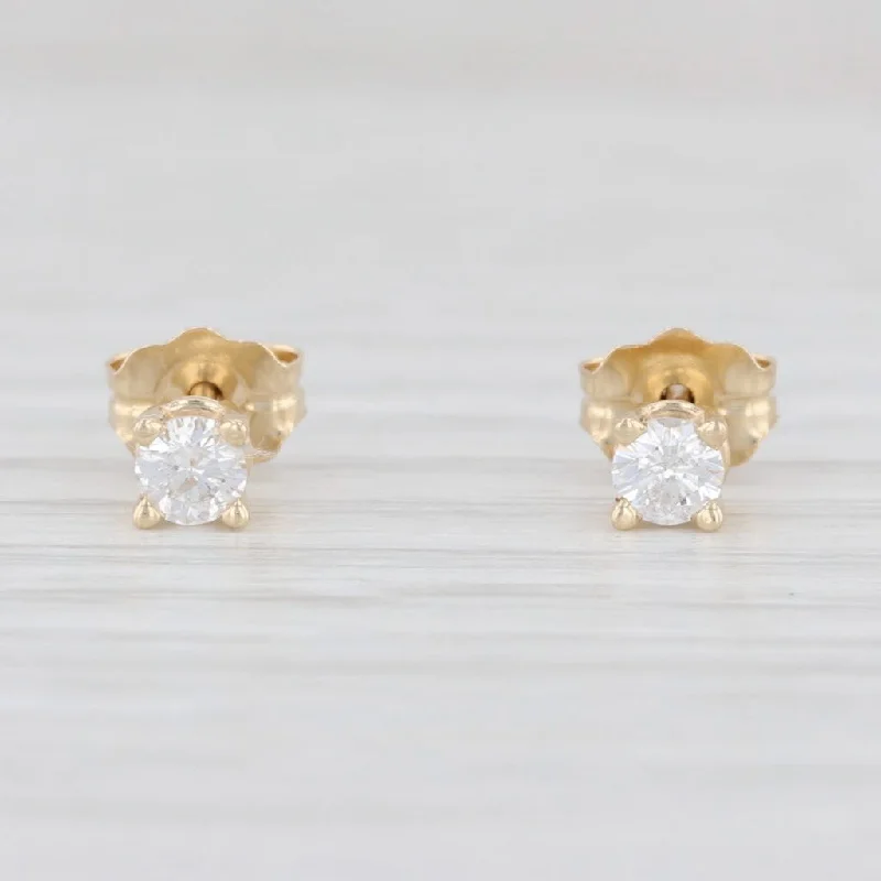 Fancy Wedding Earrings for Brides-New 0.19ctw Round Diamond Solitaire Stud Earrings 14k Yellow Gold