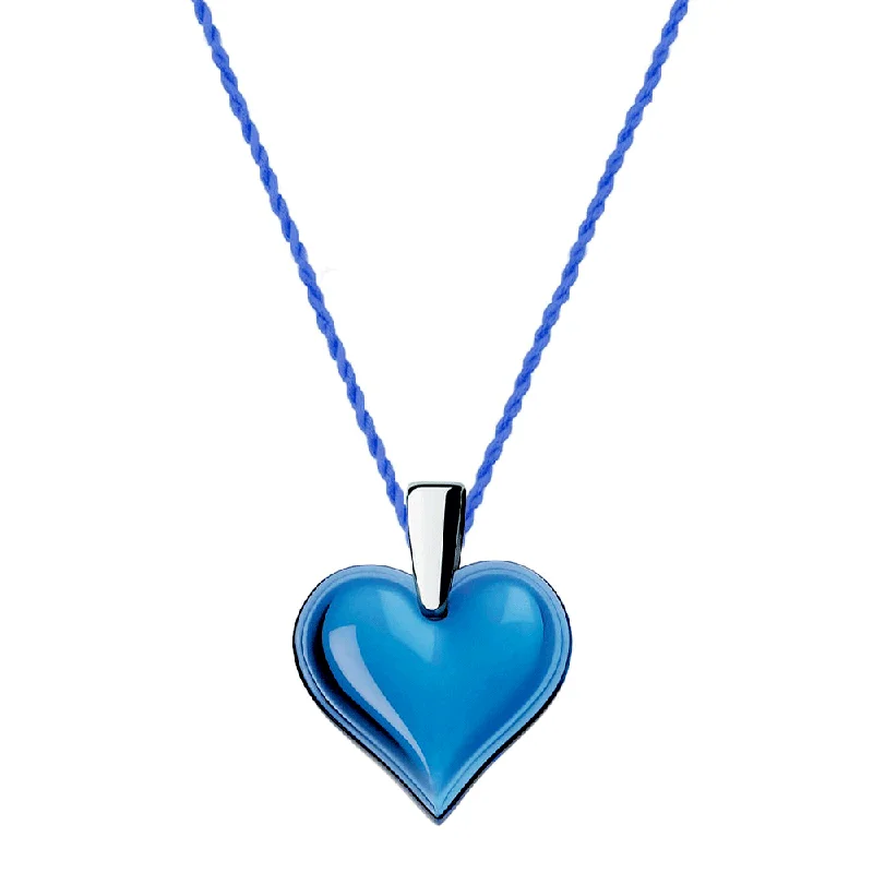 Classic Gemstone Necklace for Weddings-Amoureuse Beaucoup Sapphire Blue Crystal Heart Necklace