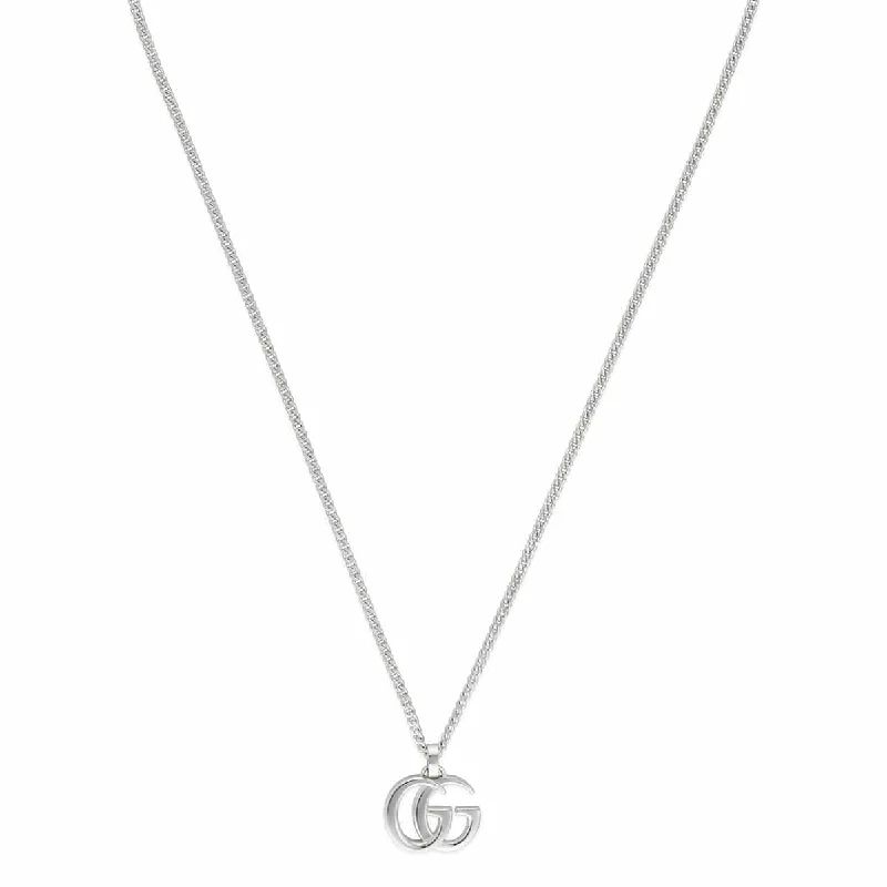 Classic Silver Necklace for Casual Look-GG Marmont Sterling Silver Logo Necklace