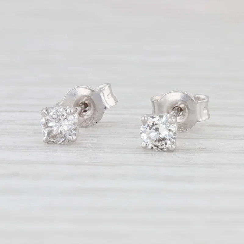 Gemstone Stud Earrings for Daily Wear-New Small 0.35ctw Diamond Stud Earrings 14k White Gold Round Cut Solitaire