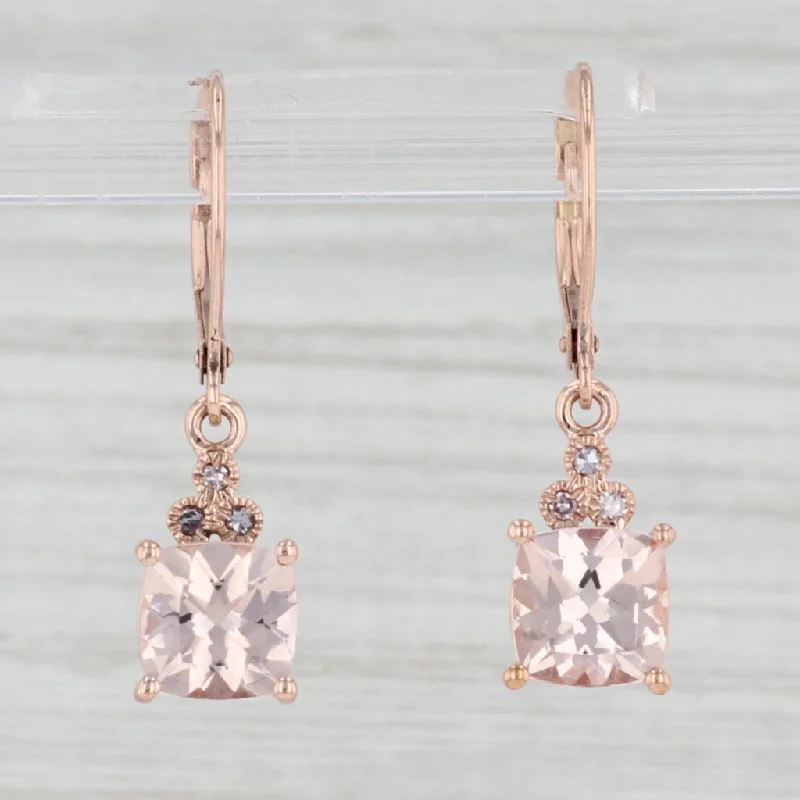 Long Pearl Earrings for Formal Events-2.53ctw Morganite Diamond Dangle Earrings 10k Rose Gold Pierced Drops