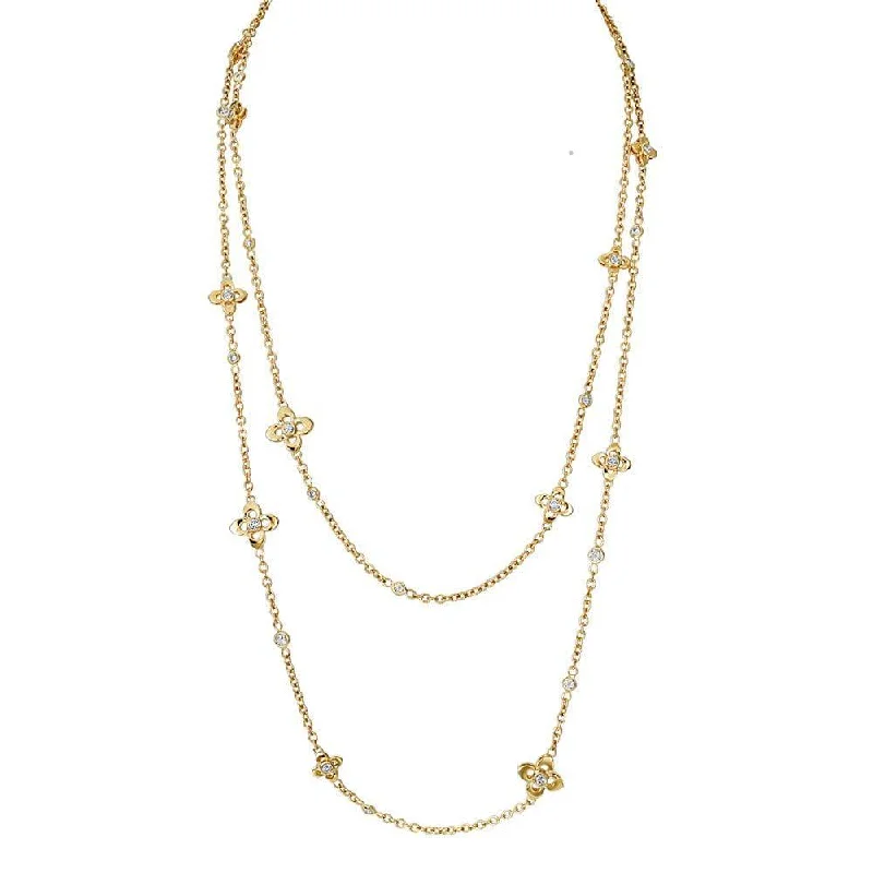 Large Diamond Necklace for Evening Events-Primavera 18ct Yellow Gold Yellow Diamond Set Sautoir Necklace