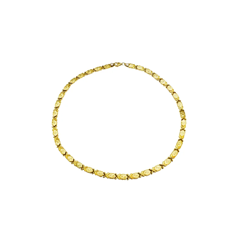 Elegant Long Gold Necklace for Weddings-XO Necklace (14K)