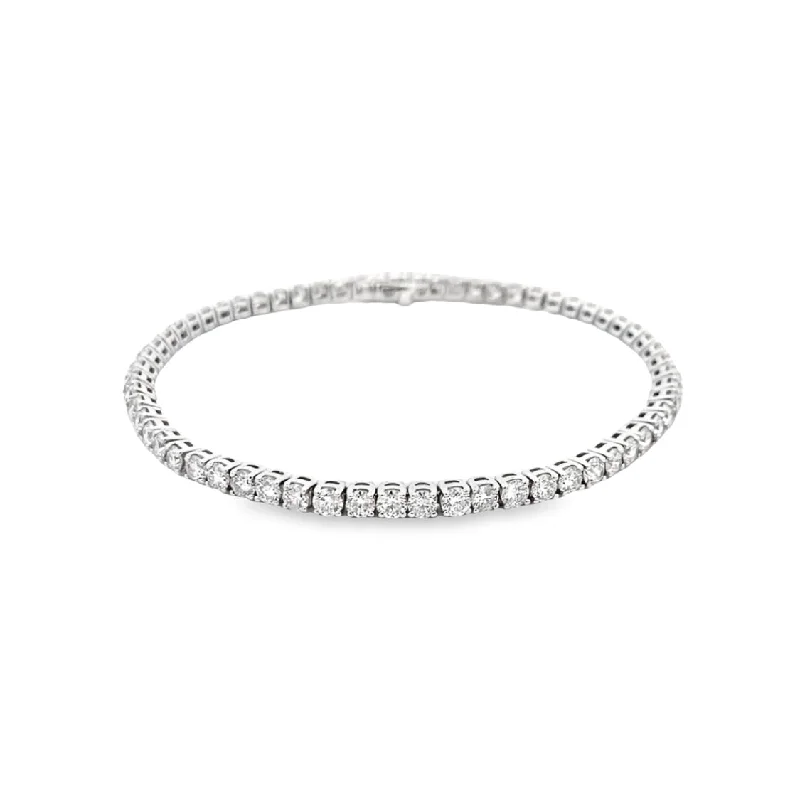 Customizable Silver Bracelet with Nameplate-Diamond Line Tennis Bracelet in White Gold