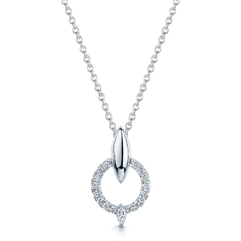 Handcrafted Gemstone Necklace for Casual Wear-The Origin Collection 18ct White Gold Diamond Seed Drop Circle Necklace