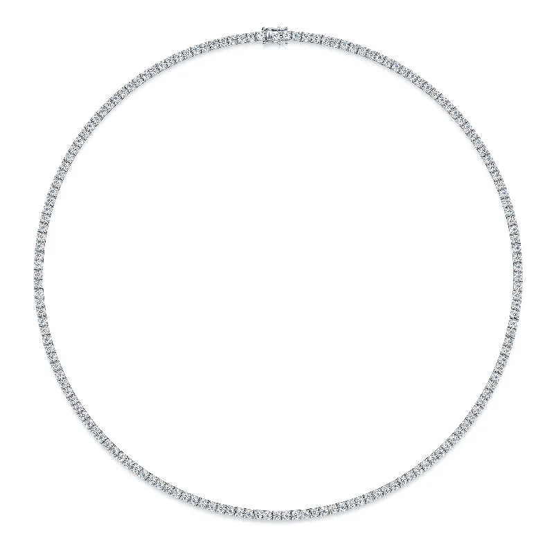 Simple Chain Necklace with Pendant-18ct White Gold Round Brilliant Cut Diamond Collarette