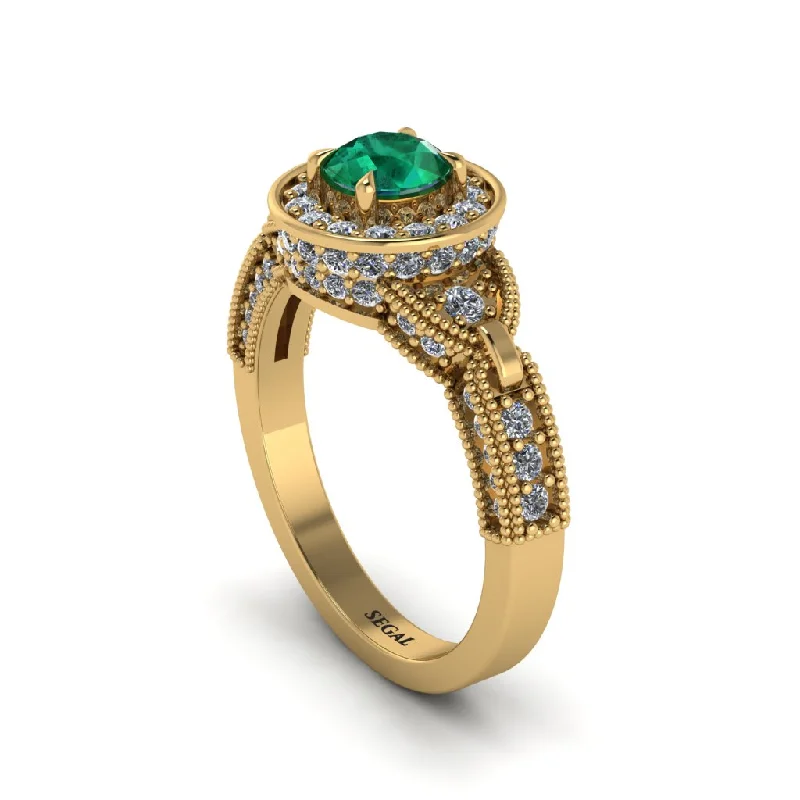 Customizable Ring for Men’s Anniversary Gifts-Emerald Double Halo Handmade Engagement Ring - Gracelyn No. 4