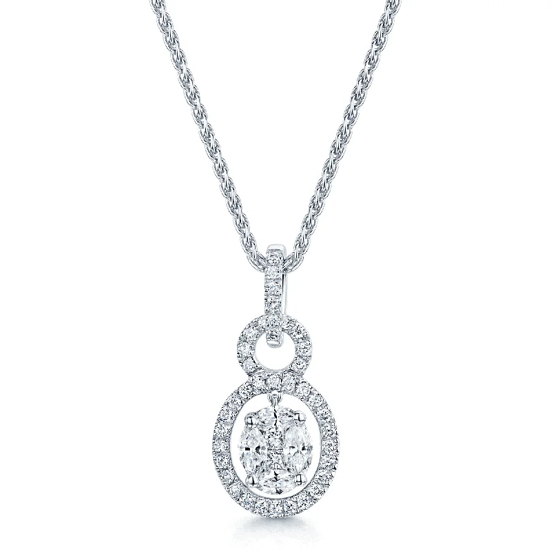 Gold and Silver Necklace for Fashionistas-18ct White Gold Marquise, Princess & Brilliant Cut Diamond Necklace