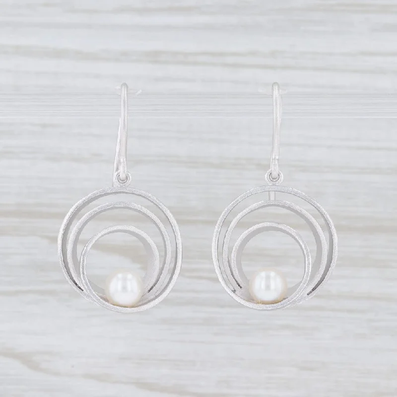 Minimalist Hoop Earrings for Women-New Bastian Inverun Layered Circle Pearl Earrings Sterling Silver 12775