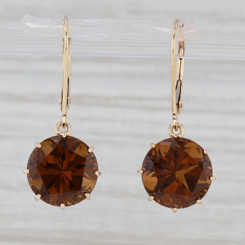 Handmade Dangle Earrings for Bridesmaids-10ctw Citrine Dangle Earrings 14k Yellow Gold Orange Drops