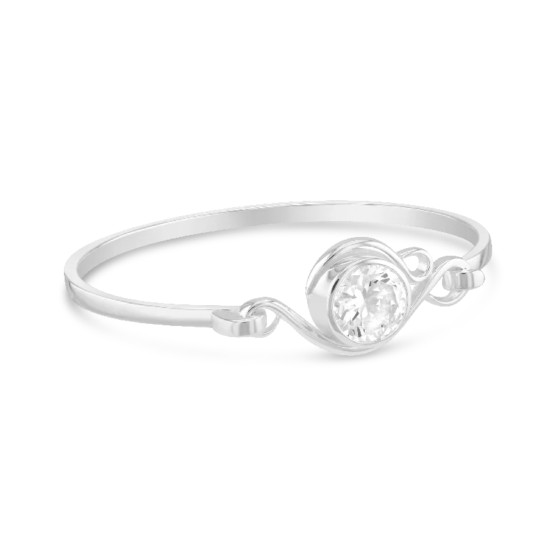 Simple Silver Bangles with Classic Design for Brides-Flamingo Bangle