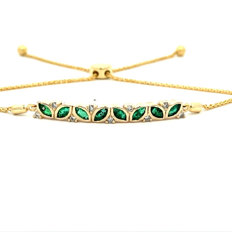 Custom Gold Bracelet with Engraved Text-Emerald Bar Bracelet in Yellow Gold by B&C