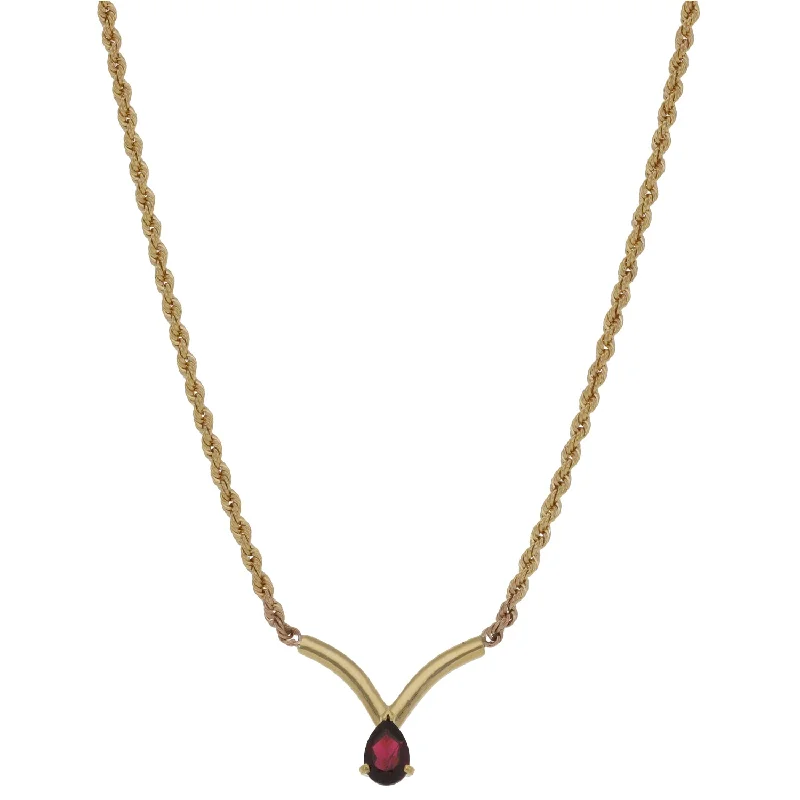 Customizable Necklace with Birthstone Charms-9ct Gold Garnet Fancy Necklace 18"