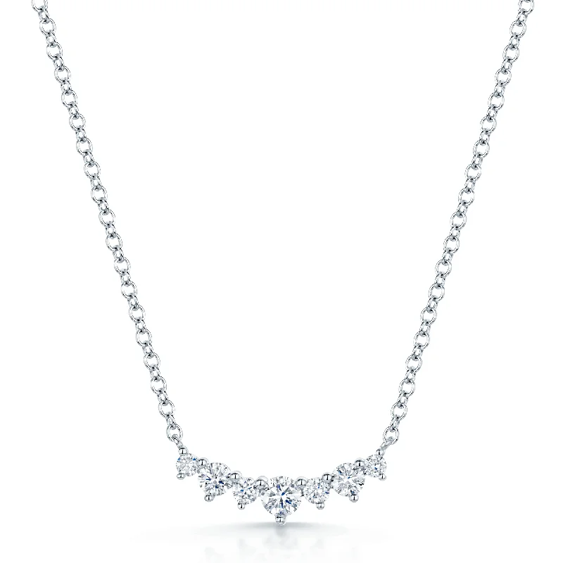 Unique Choker Necklace for Brides-18ct White Gold Round Brilliant Cut Graduated Diamond Necklace