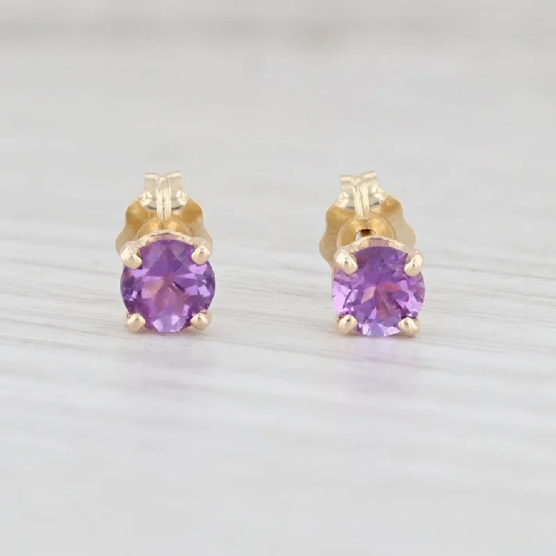 Bridal Earrings with Crystals-New 0.45ctw Round Amethyst Stud Earrings 14k Yellow Gold February Birthstone