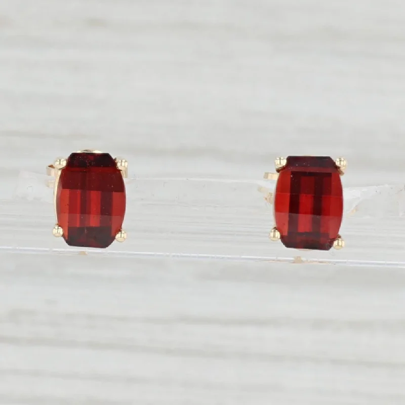 Large Gemstone Drop Earrings-5ctw Garnet Stud Earrings 14k Yellow Gold January Birthstone Solitaire Studs