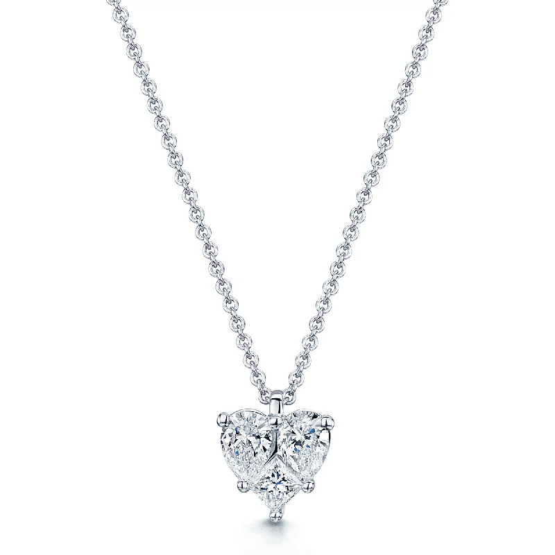 Handcrafted Silver Necklace for Daily Wear-18ct White Gold Mixed Diamond Heart Pendant