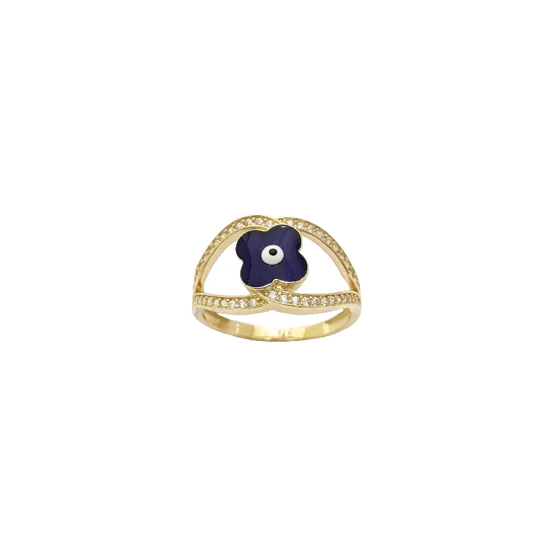 Personalized Ring with Family Birthstones for Family Gift-Evil Eye Ring (14K)