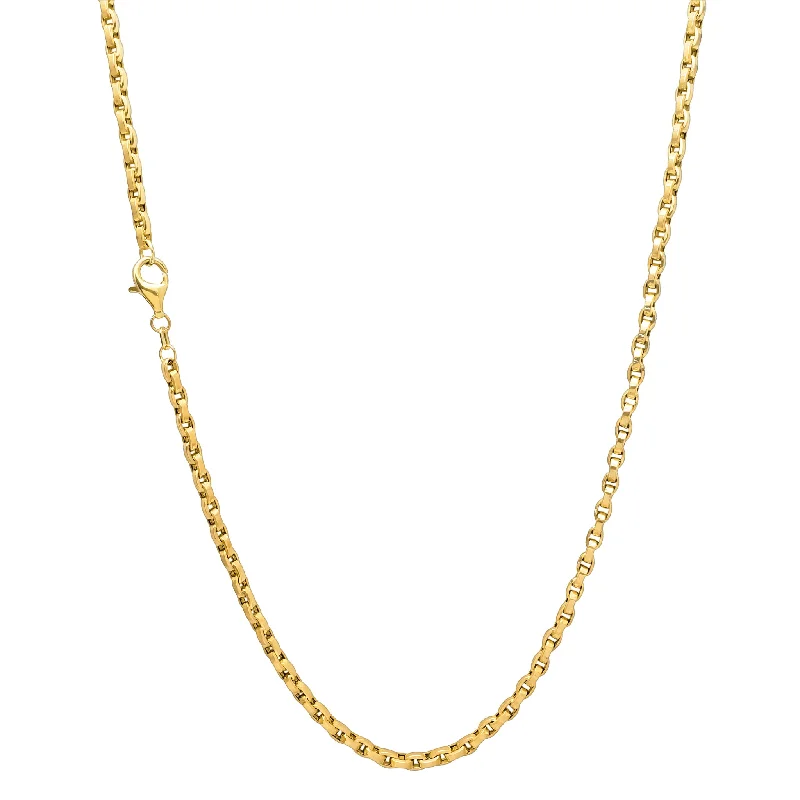 Luxury Silver Necklace with Diamonds-Solid Box-Cable Chain (14K)