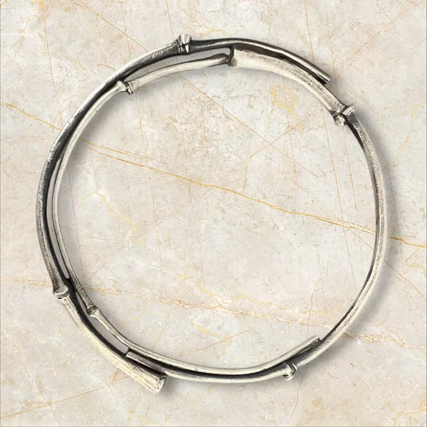 Simple Gold Bangles with Engraved Initials-Circle Twig Bangle Bracelet Sterling Silver