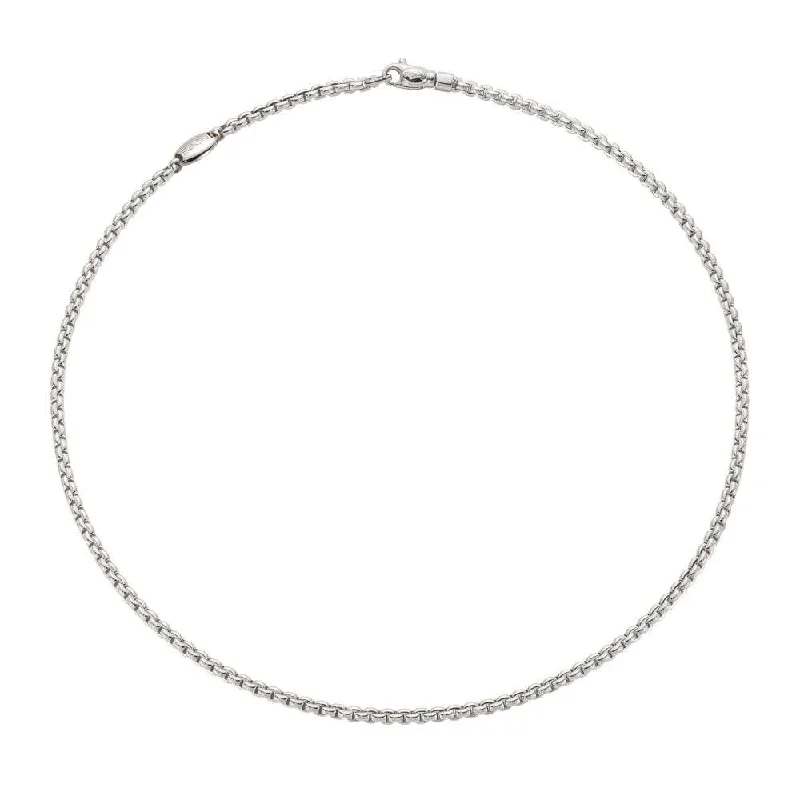 Elegant Gemstone Necklace with Silver Chain-Eka 18ct White Gold Slim Collarette