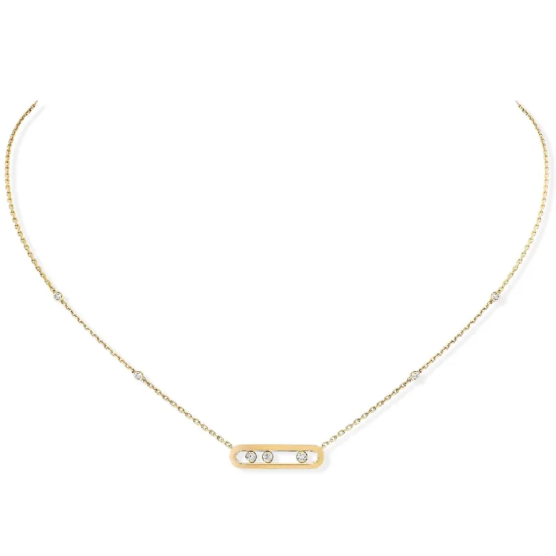 Bold Statement Necklace for Fashionistas-18ct Yellow Gold Baby Move Three Diamond Set Necklace