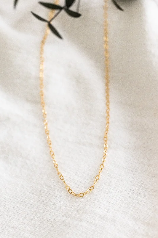 Unique Gold Necklace with Engraving-Textured Plain Necklace