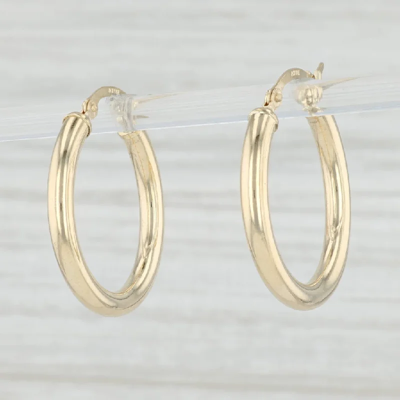 Custom Crystal Earrings for Weddings-New Round Hoop Earrings 14k Yellow Gold 3 x 26mm Pierced Hoops