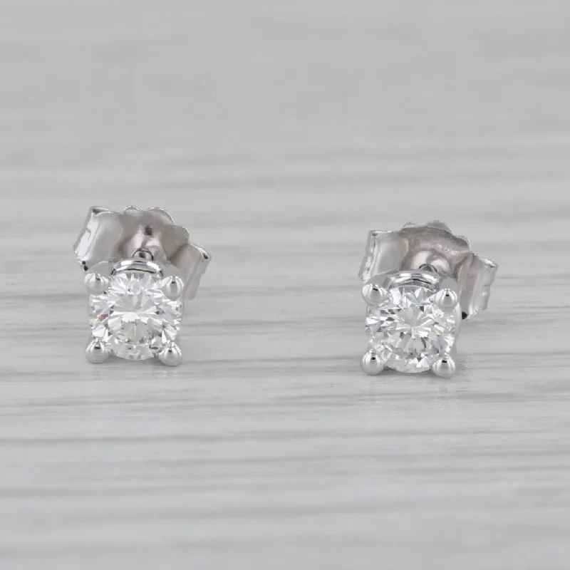 Large Crystal Earrings for Weddings-New 0.32ctw Diamond Stud Earrings 14k White Gold Round Solitaire Studs