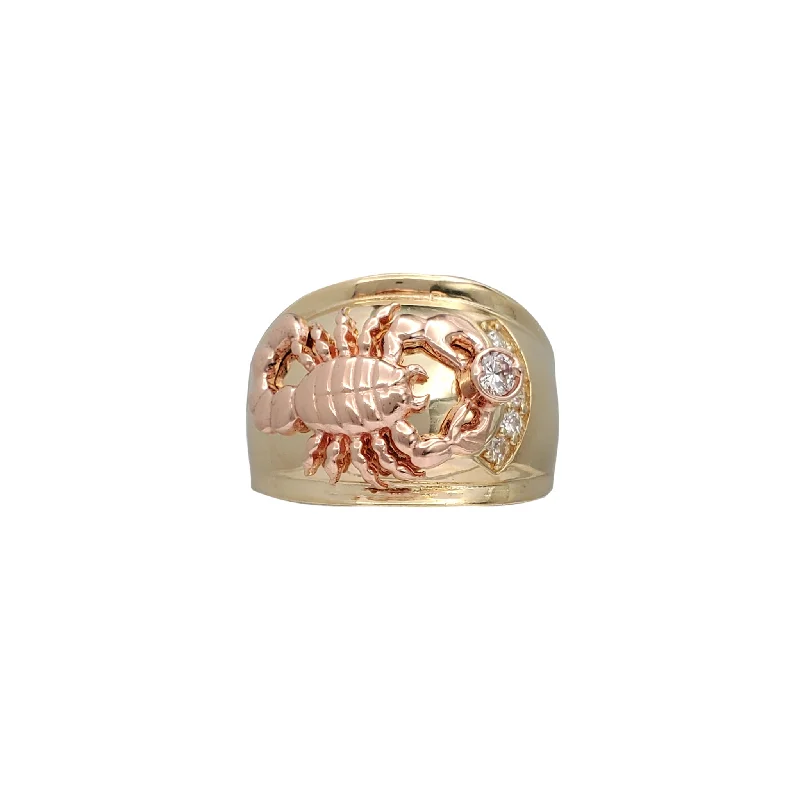 Designer Men’s Wedding Ring with Gemstone Inlay-Zirconia Scorpion Men's Ring (14K)