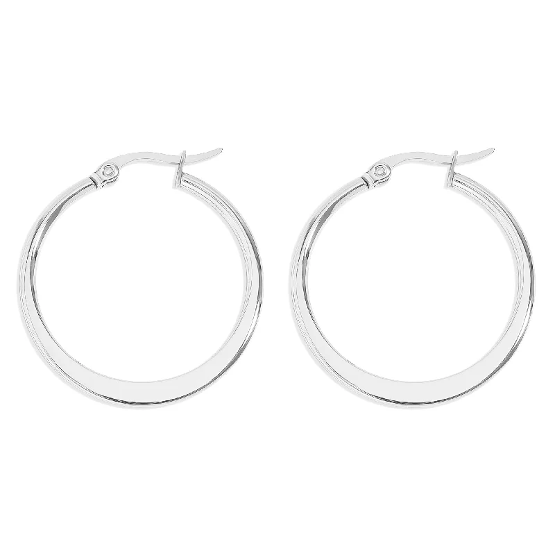 Classic Drop Earrings for Weddings-Stainless Steel Flat Oval Tube Hoop Earrings / ERJ2132