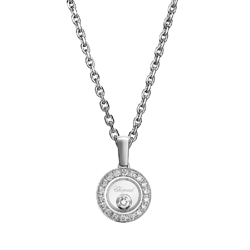 Elegant Crystal Necklace with Large Pendants-Happy Diamonds Icons 18ct White Gold Round Diamond Pendant