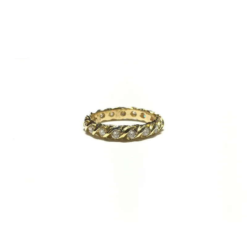 Personalized Family Ring with Multiple Stones-Twisted Diamond Eternity Ring (14K)