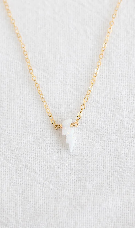 Customizable Heart Necklace for Valentine’s Day-Sample Sale - Opal Lightning Bolt Necklace