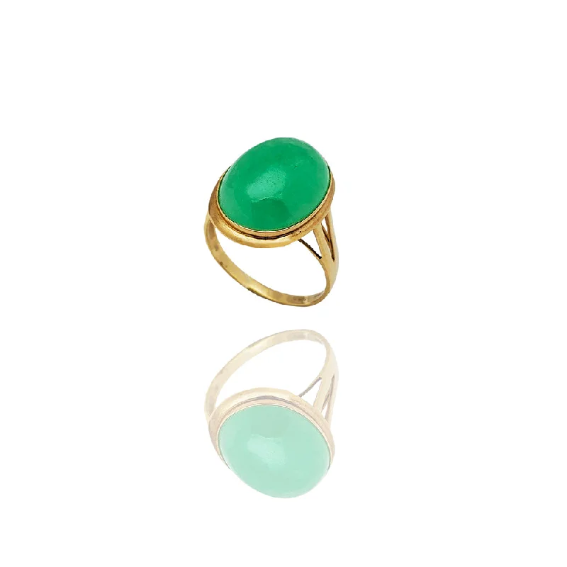 Classic Solitaire Ring with Round Diamond-Solitaire Jade Ring (14K)