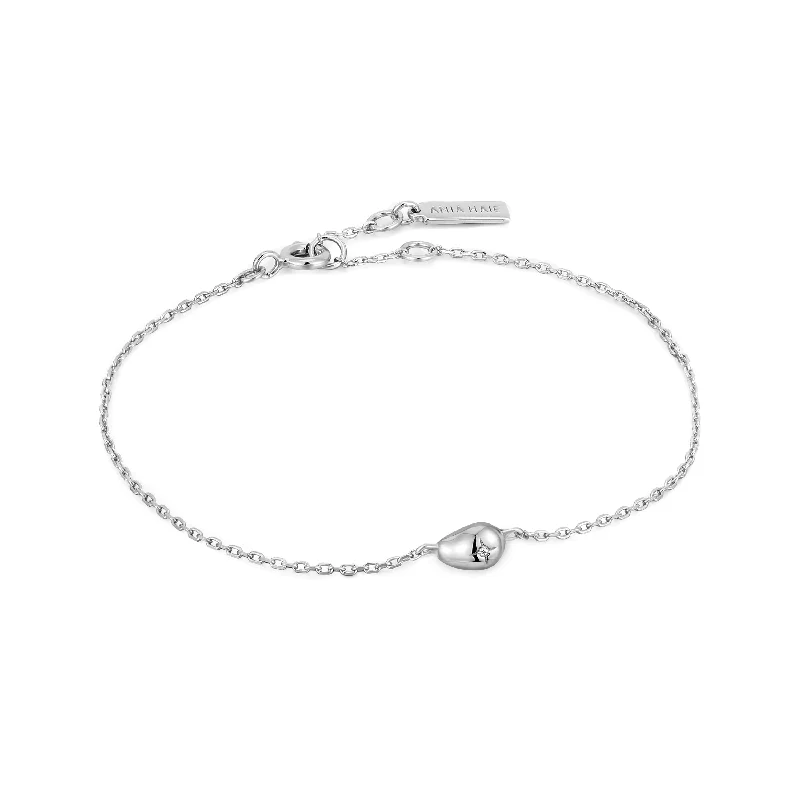 Simple Silver Bracelet with Custom Heart Charm-Pebble Sparkle  Chain Bracelet in Silver by Ania Haie