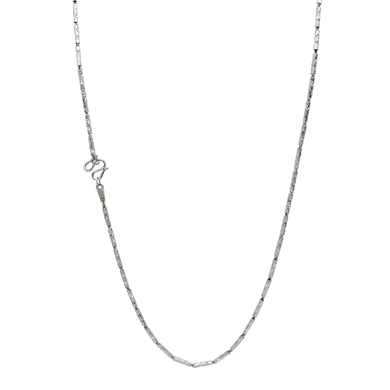 Classic Pearl Necklace for Bridesmaids-Faceted-cut Barrel Link Necklace (Platinum)