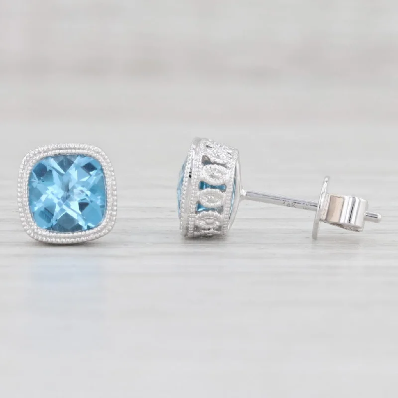 Unique Silver Earrings for Fashion-New 2.15ctw Topaz Solitaire Stud Earrings 14k White Gold December Birthstone