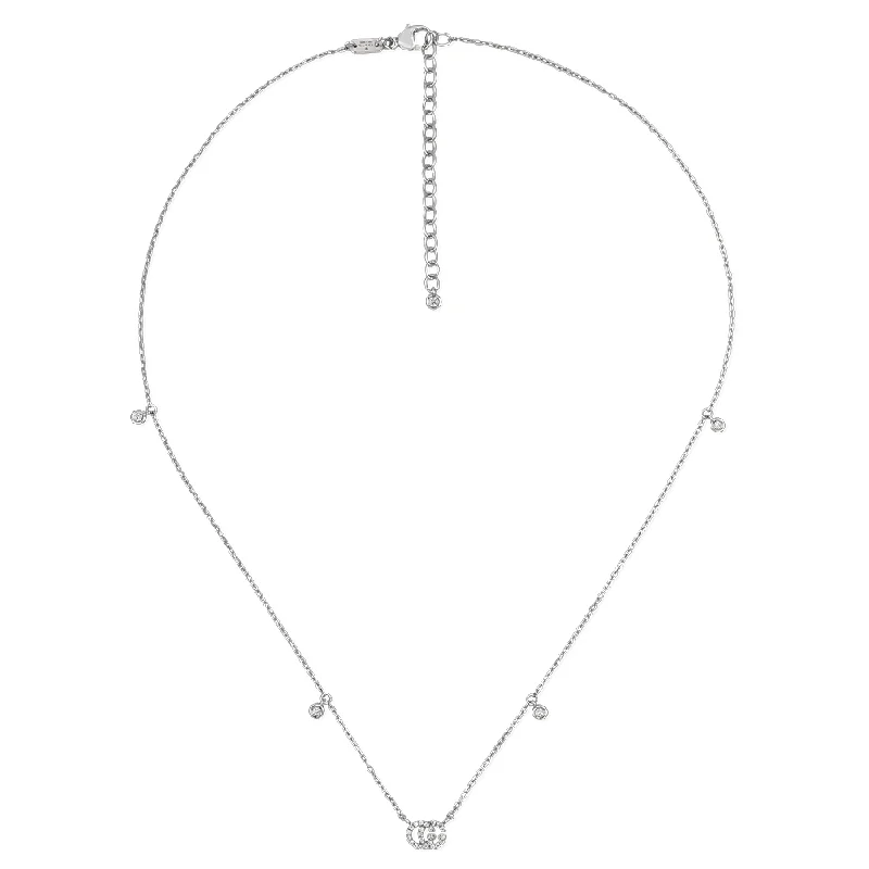 Classic Emerald Necklace for Weddings-GG Running 18ct White Gold Diamond Necklace