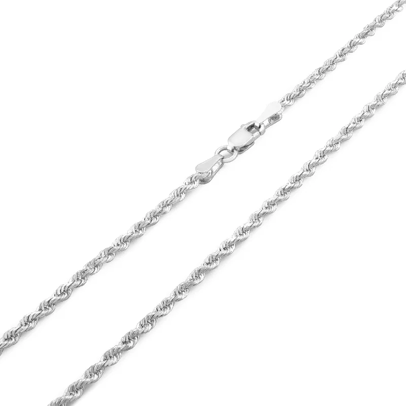 Elegant Sapphire Necklace for Weddings-Solid Rope Chain (Silver)